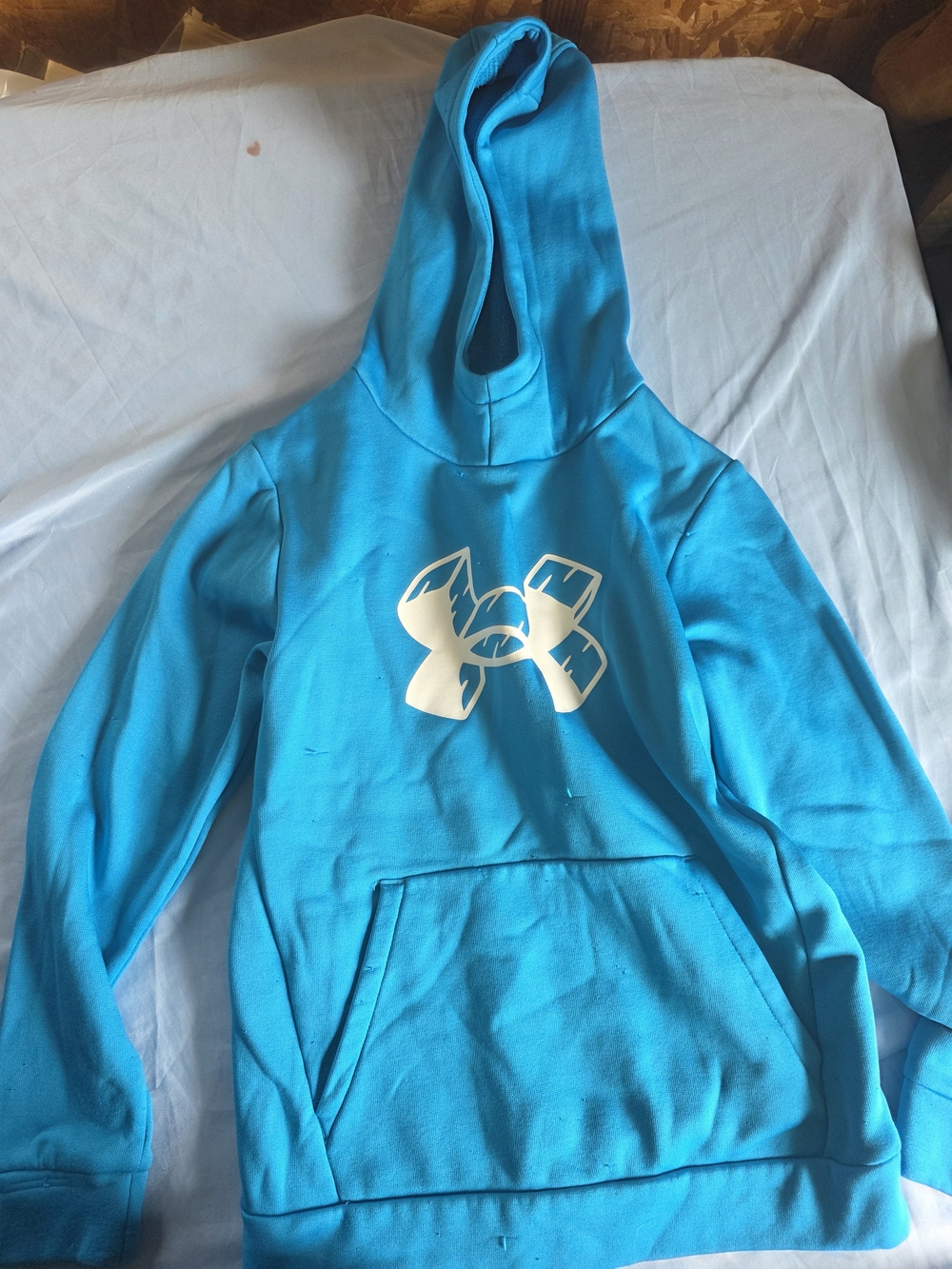 Under Armour Bright Teal Blue Hoodie with White Logo